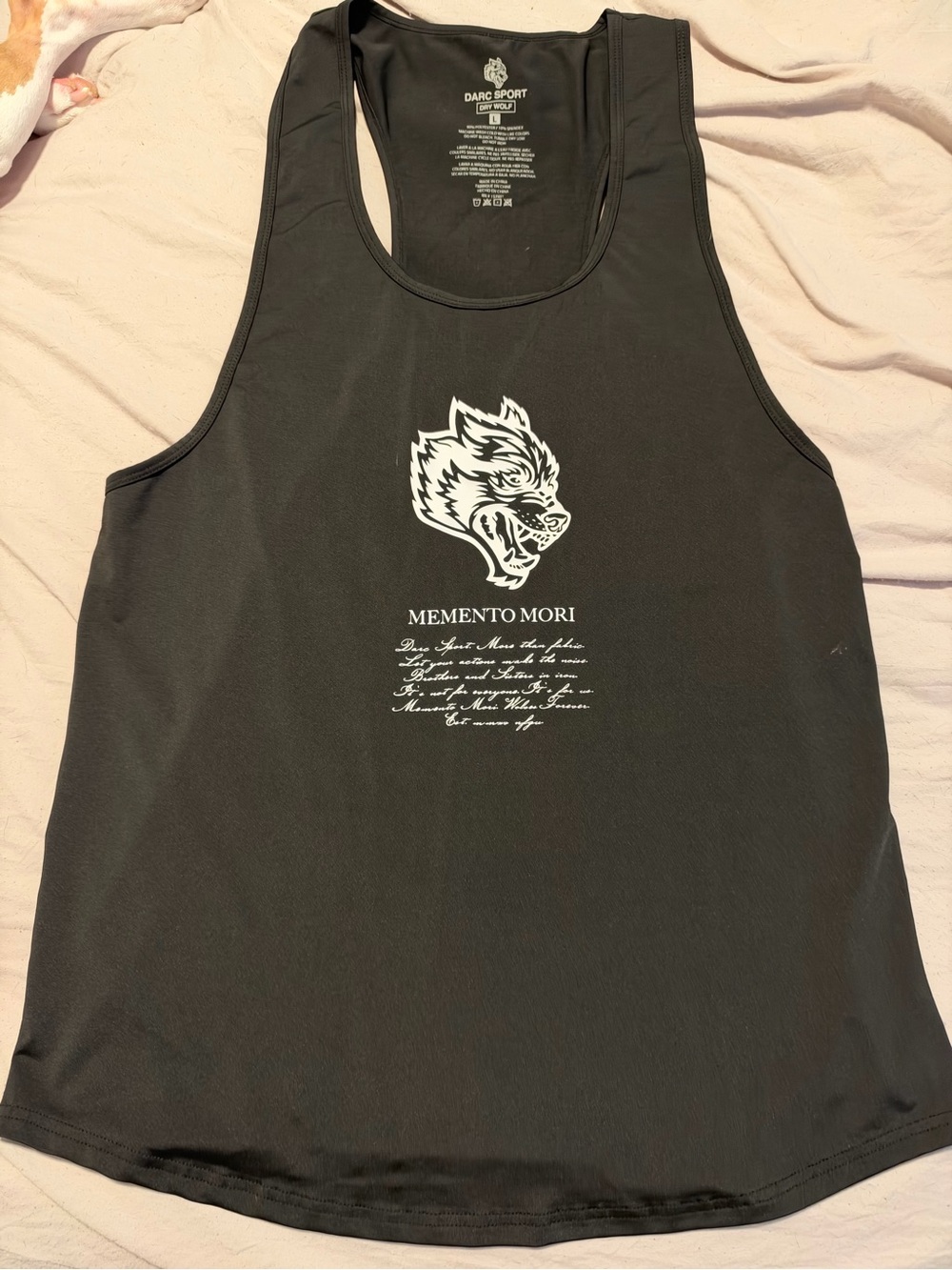 DARC SPORT Black Tank with White Wolf Graphic